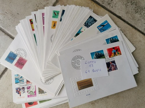 SWITZERLAND LOT OF 61 ENVELOPES FDC ENTER ALL PHOTOS