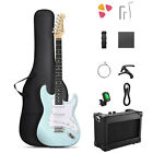 Donner Dst-80 39" Electric Guitar With Amplifier & Accessories Wood Grain Green