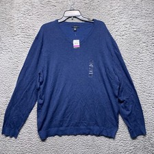 Alfani Sweater Mens XXL Indigo Blue Heather V Neck Pullover Long Sleeve 2XL