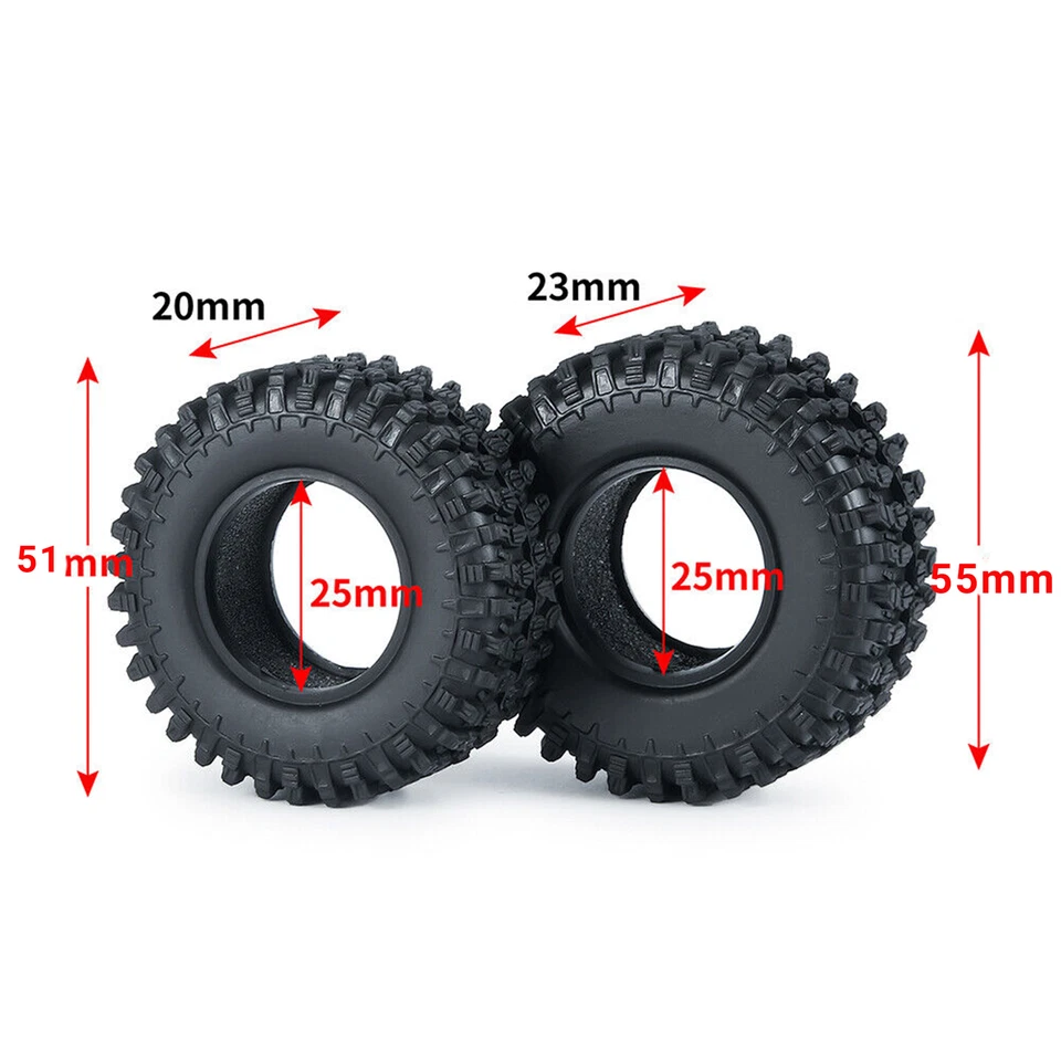 R1 51/55mm Räder Reifen für 1/24 Axial SCX24 90081 00001 RC Crawler（4Stück） - Bild 2 von 4