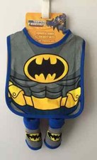 Licensed BATMAN Baby Bib & Booties Set 6-18 Months Cotton Soft Gift Pack