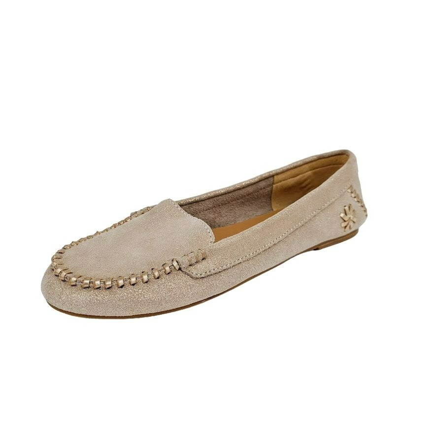 Jack Rogers Millie Leather Moccasin Loafers M Sparkle Metallic