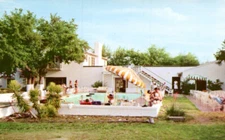 C 1955 PC LOST VALLEY GUEST RANCH POOLSIDE BANDERA TX TEICH ARCHIV NOS MINT *