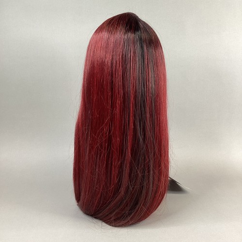 Saffron #TT1B/REDGY Off Black Red Grey Straight Premium Synthetic Lace Front Wig - Picture 4 of 9