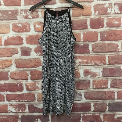 Bisou Bisou Halter Dress Womens Size 14 Black White Abstract Pocketed Pullover | eBay Bisou Bisou Halter Dress Womens Size 14 Black White Abstract Pocketed Pullover | eBay