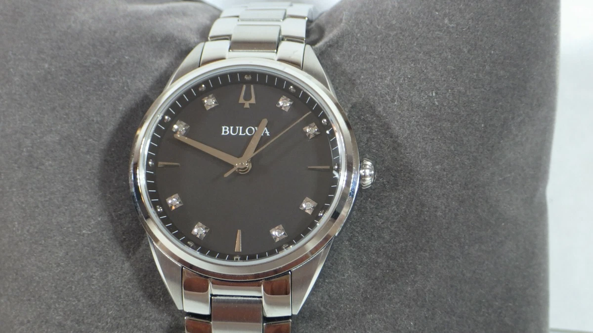 Bulova 96P198 Ladies Diamond Accented Stainless Steel Watch w
