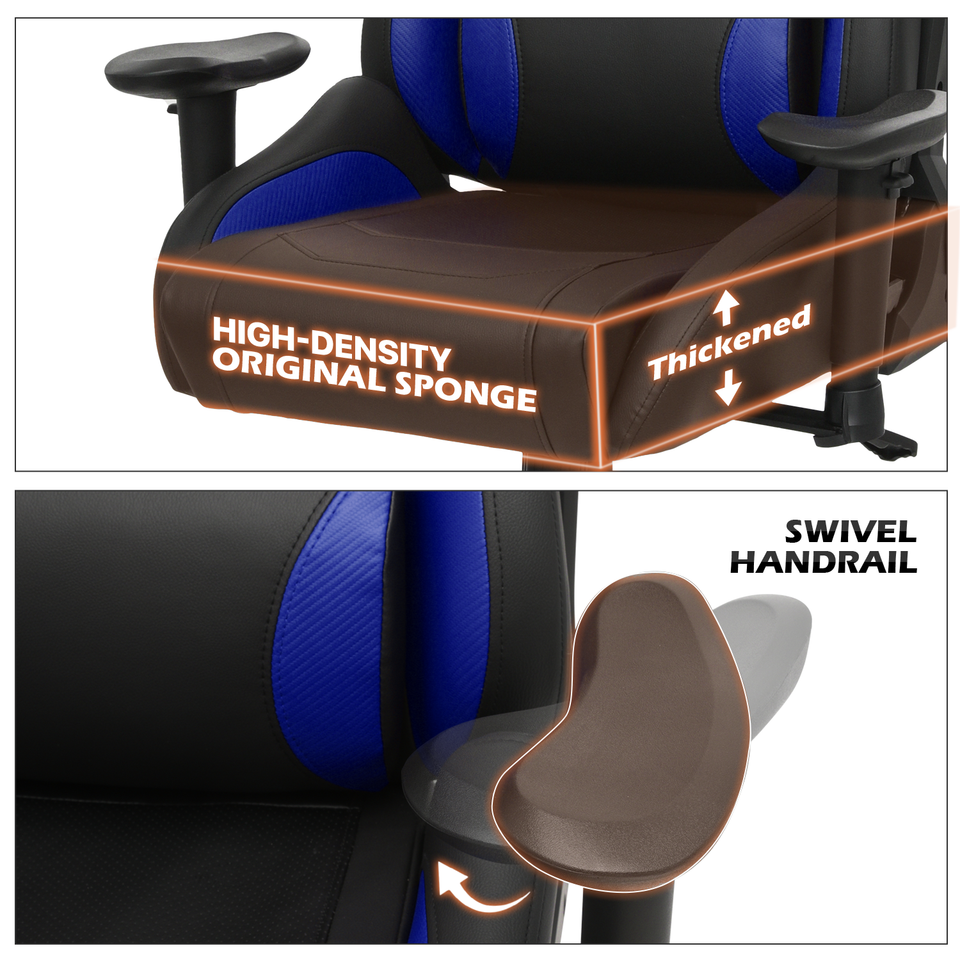 Blue Gaming Racing Computer Chair[CARBON FIBER FABRIC]Ergonomic Swivel ...