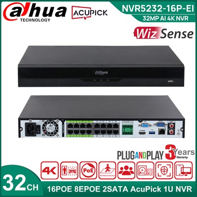 Dahua 32CH NVR 16 POE 8 ePOE 4K H.265 Network Video Recorder NVR5232-16P-EI USA