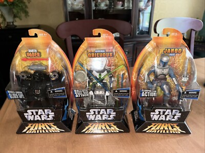 hasbro star wars 2005 force battlers lot of 3 new and sealed Vader Fett Grievous