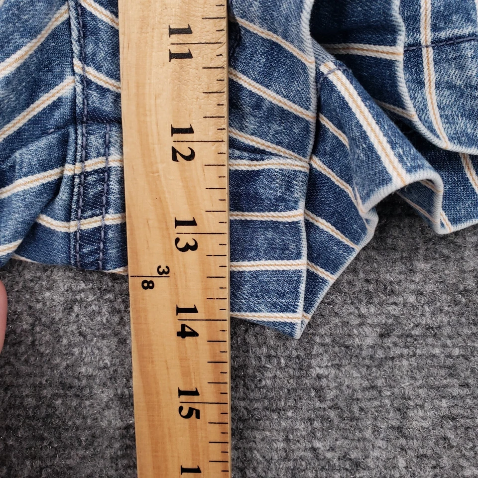 Шорты женские American Eagle 8 синие с высоким подъемом мама в полоску джинсовая ткань эластичные на молнии муха - Изображение 4 из 4