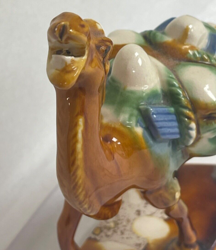 Vintage Chinese Tang Dynasty Style Sancia Glazed Ceramic Camel Figurine - Picture 4 of 19