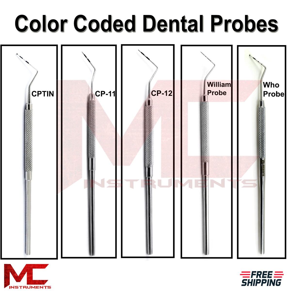 Michigan Periodontal Probe WHO Periodontal Probes COLOR CODED Marking ...