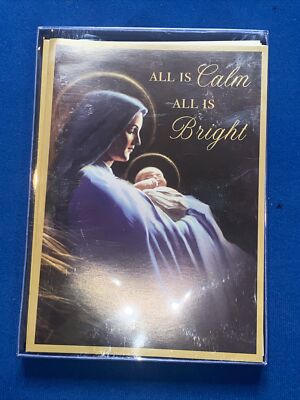 Religious Christmas Cards Mary & Baby Jesus "All is Calm All is Bright ...