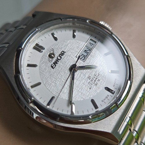 Vintage ENICAR Herren Automatik Uhr Day/Date 2158.51.306 Swiss Made 80er Jahre #2 - Bild 10 von 18