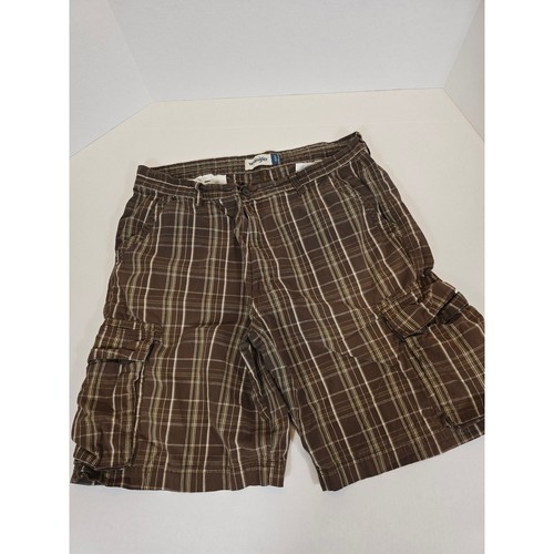 Wrangler Cargo Shorts Plaid Casual Outdoor Brown Size 36