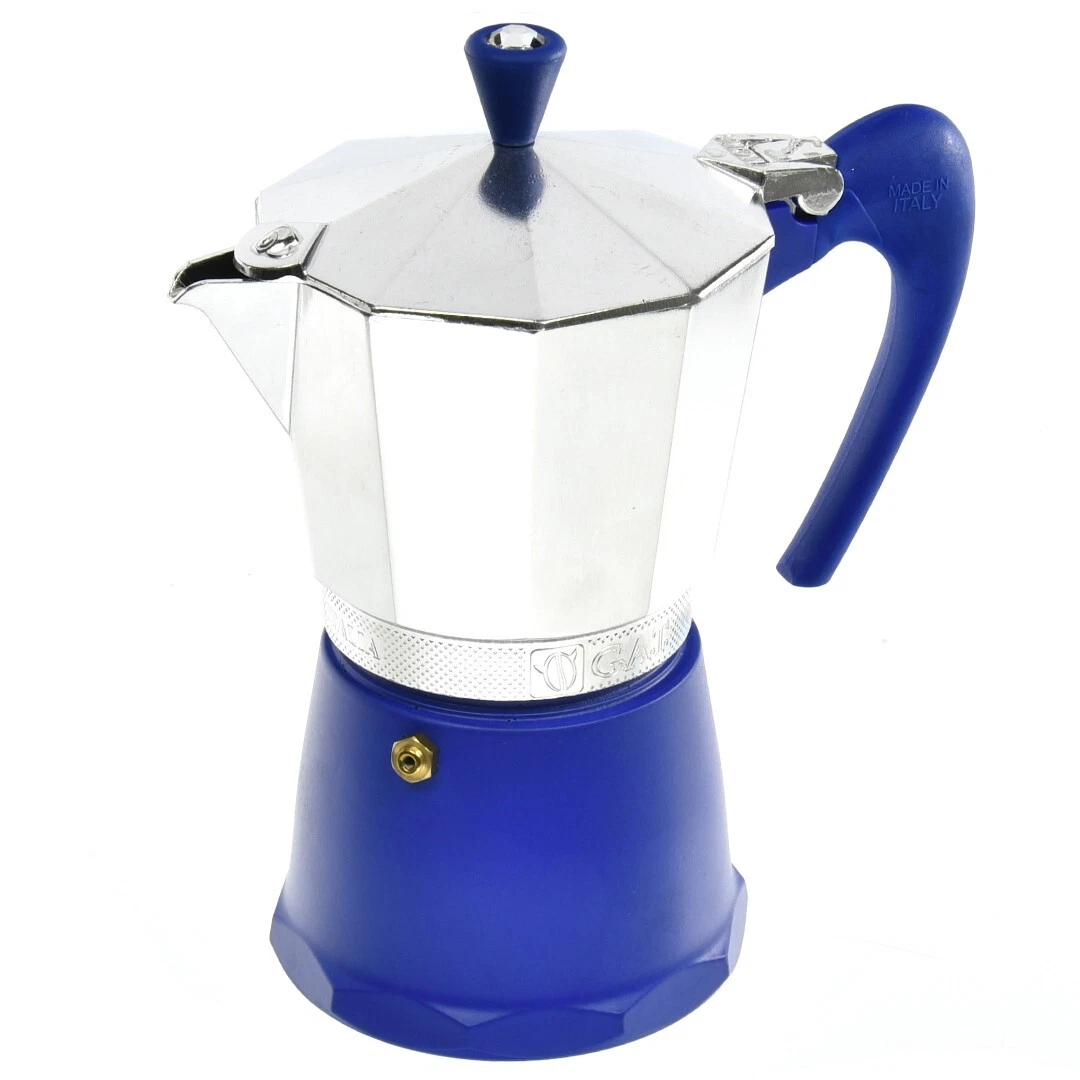 G.A.T Moka Delizia Gat Coffee Maker 6 Cup Blue Aluminum