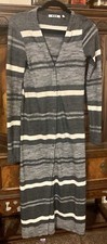 WOMEN'S BUTTON UP FULL LENGTH SWEATER DRESS GREY & WHITE SMALL