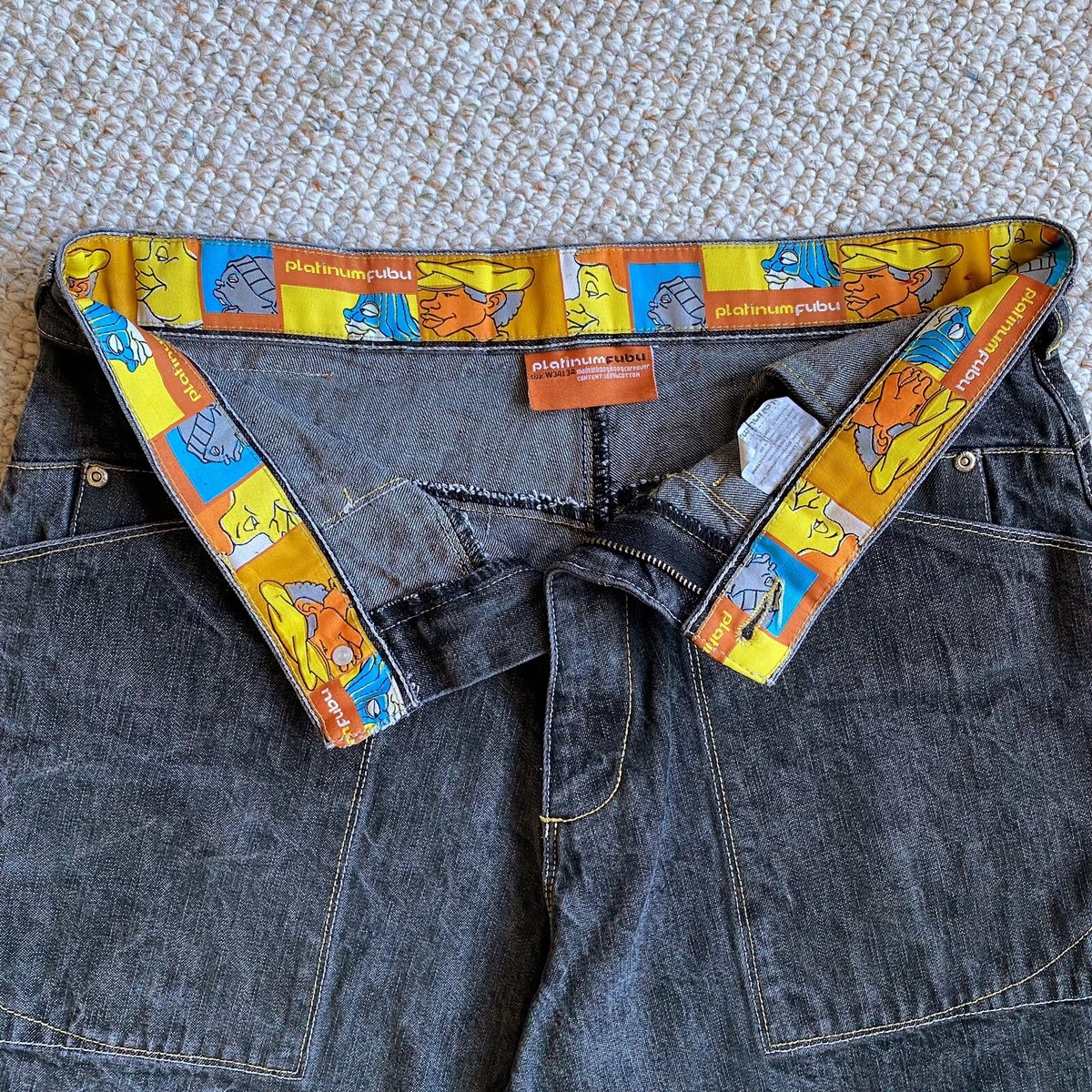VTG Fubu Jeans Men's 34 x 34 Black Platinum Fubu Fat Albert