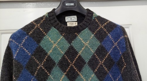 H. STOCKTON ATLANTA MEN'S ARGYLE SHETLAND ALL WOOL SWEATER SIZE 44 NWOT ENGLAND - Picture 7 of 7