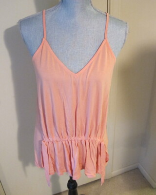 Women's Small LUSH Spaghetti Strap V-Neck Peach Tank Top - NWT