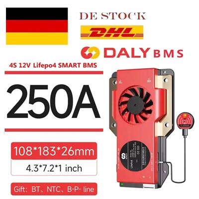 Daly Smart BMS 4S 12V 250A LiFePo4 Akku Lüfter BMS mit Balance+Bluetooth Modul