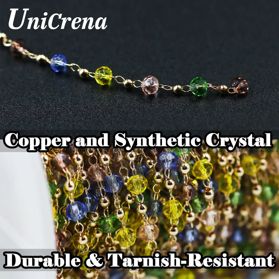 Cadena de cuentas para hacer joyas cuentas de cristal dorado suministros hágalo usted mismo collar pulsera Foto 2 de 4