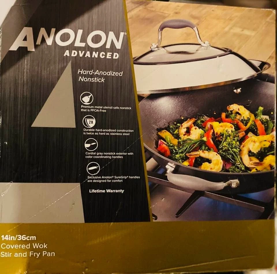 Anolon Advanced Nonstick 14" Covered Wok Stir Fry Pan NEW IN BOX