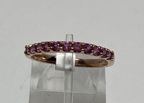 10K Rotgold Rhodalith Granat Edelstein vorsteckbarer Bandring Größe 7,25 NEU - Bild 1 von 14