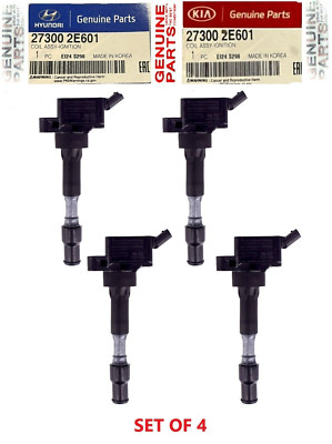 4 COILS GENUINE Ignition Coil Hybrid Sonata Optima Elantra Kona Forte 2.0L      
