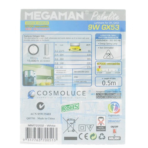 MEGAMAN Compact Fluorescent Light Bulb GX53 240V 9W W/W - Picture 8 of 8