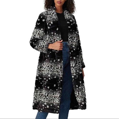 HUTCH Kat Faux Fur Coat Black White 