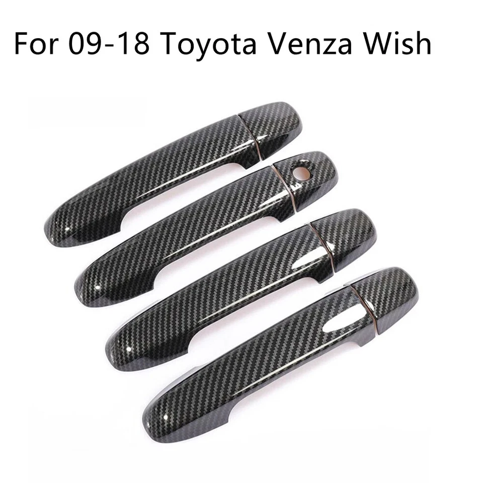 Tapa de manija de puerta de fibra de carbono cubierta lateral moldura para Toyota Venza Wish 09-18 Foto 3 de 4