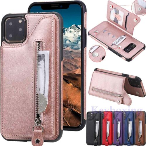 For iPhone 12 Pro 11 XS Max XR SE 6s 7 8 Magnetic Flip Wallet Leather Case Cover - Picture 1 of 37