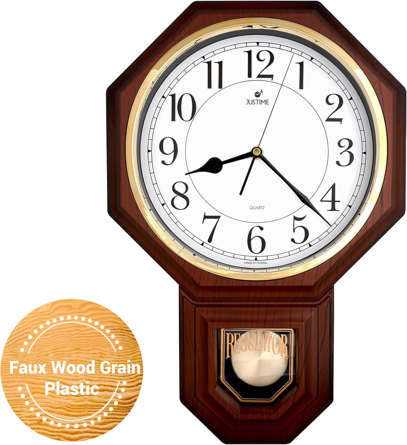 Traditional Schoolhouse Easy to Read Regulator Wall Clock, Chiming Wall Clocks w