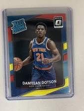 2017-18  Optic Red and Yellow Damyean Dotson #166 Knicks Parallel Rookie Card. rookie card picture