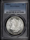 1880-S Morgan Dollar PCGS MS-64 - Smoky Blue & Sunset Hue Reverse PL Toning!