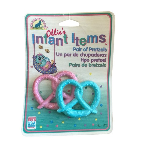 Articoli per neonati Ollie’s vintage denti di pretzel NOS pastello 1997 giocattoli per bambini sigillati