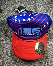 FIFA Club World Cup USA CAN MEX Red/Blue Foam Mesh Trucker Hat Cap