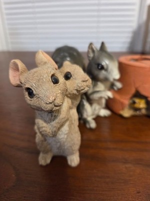 Cute Animal Figurines - Lot of 3 Mice, Squirrel, Frog
