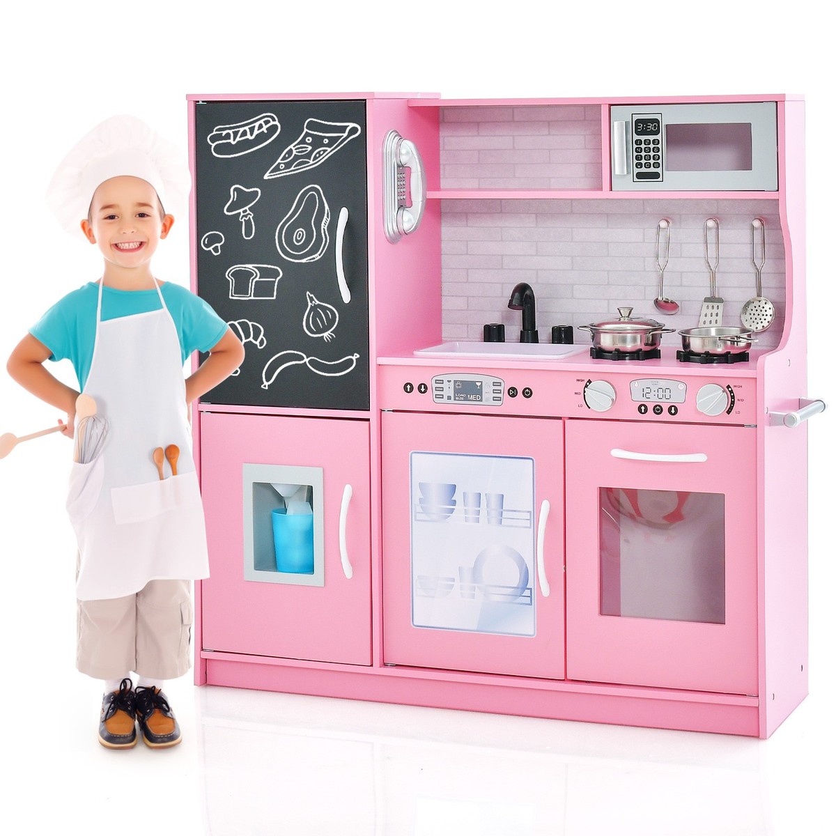 Kid's Pretend Play Kitchen Toddler Kitchen Playset w/ Blackboard