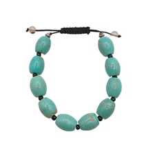 Turquoise Nugget Bracelet Chunky Boho Southwestern Coastal Hippie Adjustable New