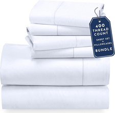 King Size 6-Piece Cotton Sheet Set with 4 Pillowcases