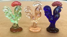 Three Glass Roosters - 4 1/2 inches tall.