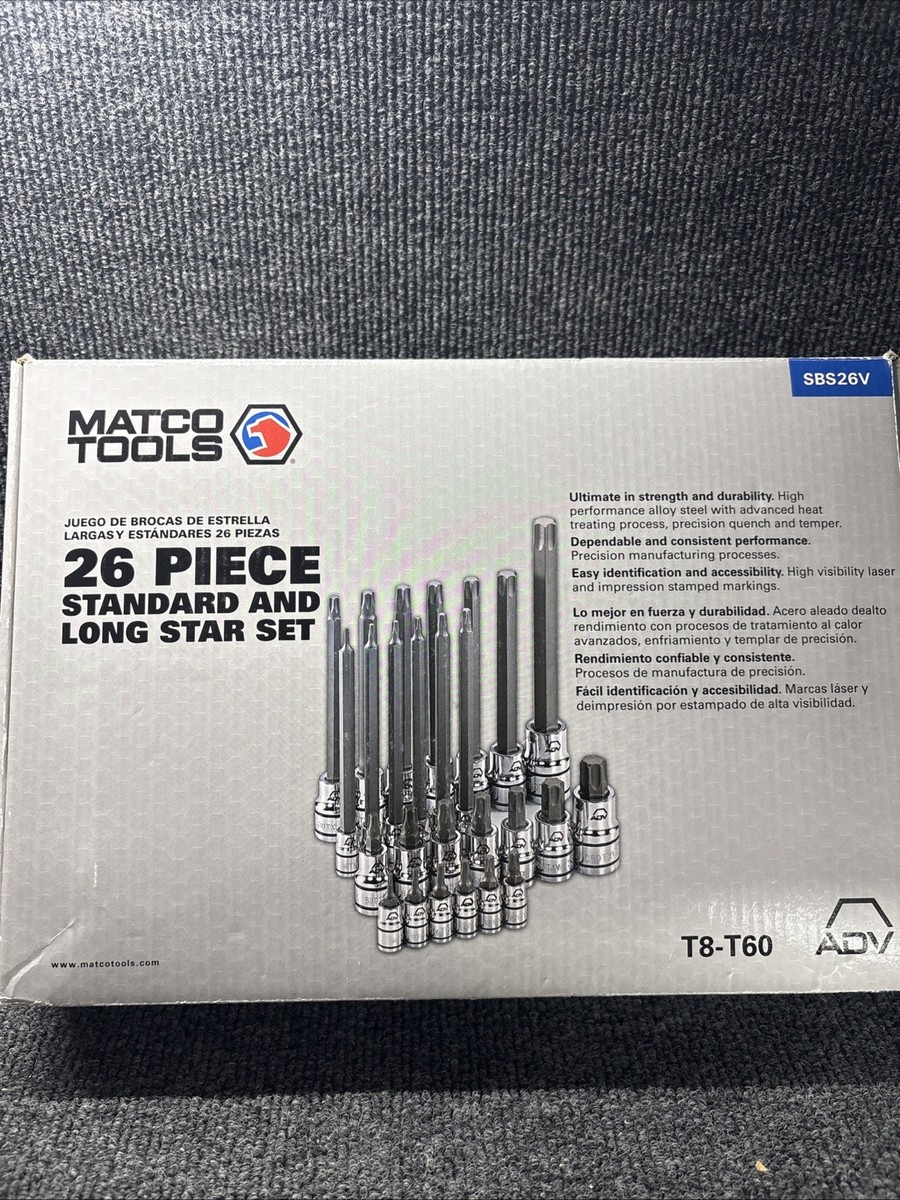 Matco Tools ADV 26pc Long&standard Torx Bit Socket Set T8-t60