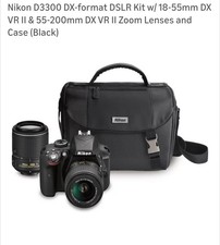 Nikon D3300 DSLR Kit 24.2MP Black 18-55mm & 55-200mm Lenses, Autofocus, USB