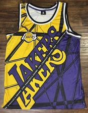 Los Angeles Lakers NBA Jersey Mens Medium Yellow Purple Sleeveless Tank
