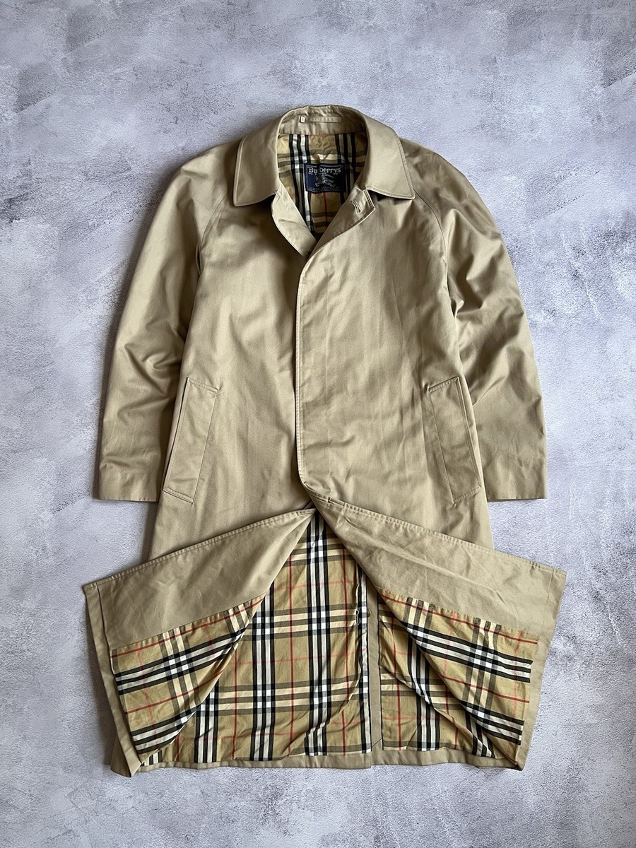 Vintage 90s Burberry Beige Trench Coat Jacket Nova Check Men's