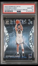 2023 Panini Donruss Optic Raining 3S Stephen Curry #9 Holo Fast Break PSA 10 SP