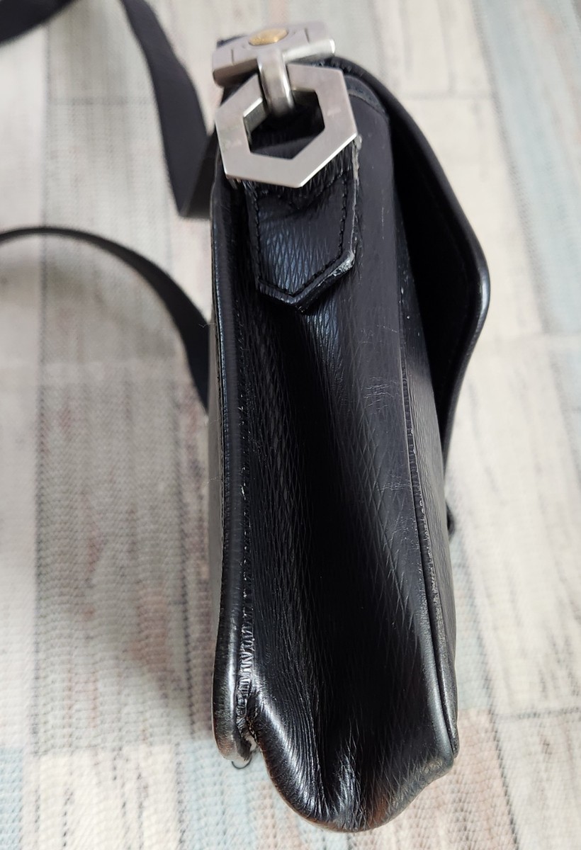 Vintage Renoma Paris Black Leather Shoulder Crossbody Bag Flap