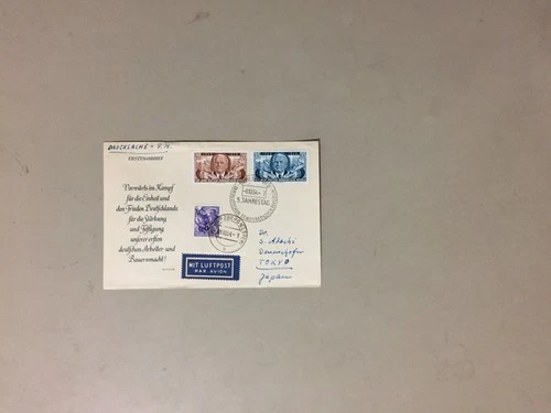 two Germany old fdc:1949,1954.Mi 20 euro